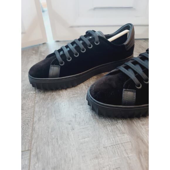 NEW Salvatore Ferragamo Black Velvet Sneakers - Size 6.5 - Picture 6 of 12